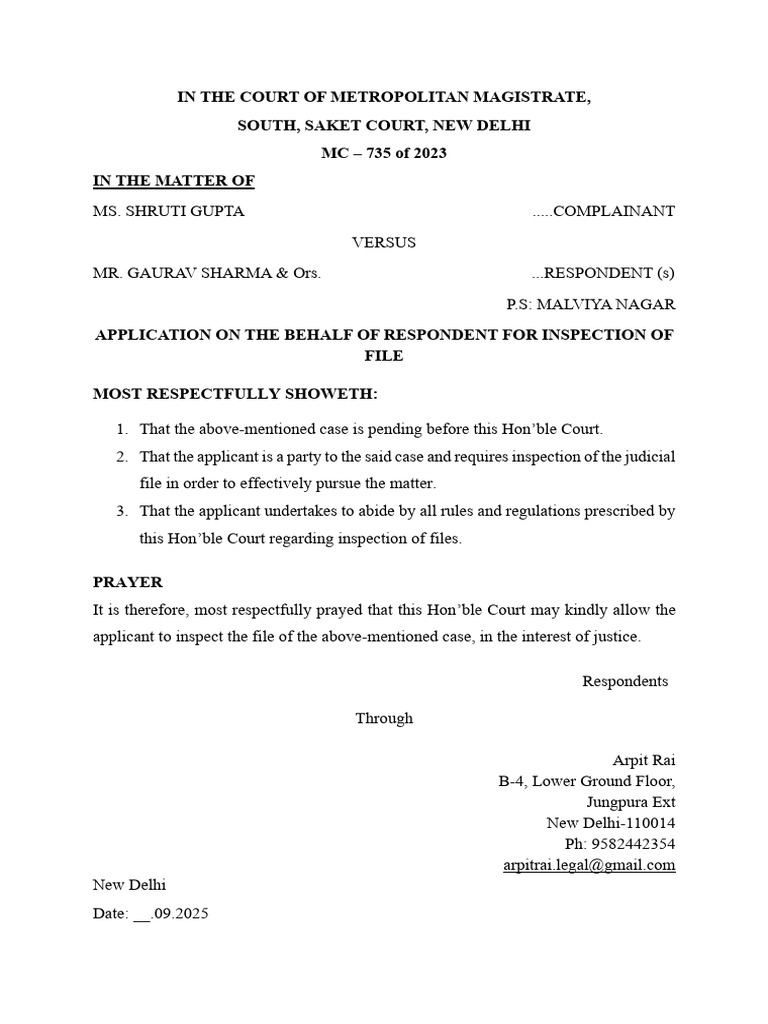 Inspection Request in Court Case MC-735/2023 | PDF