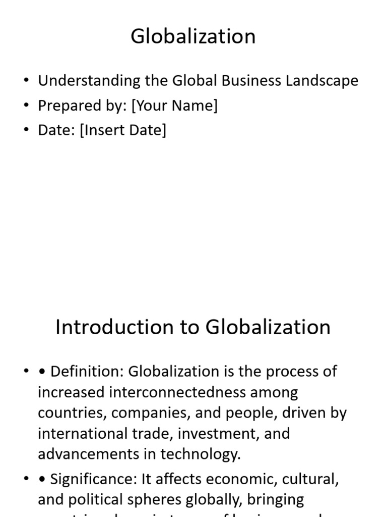 Globalization Presentation | PDF | Globalization | Economies