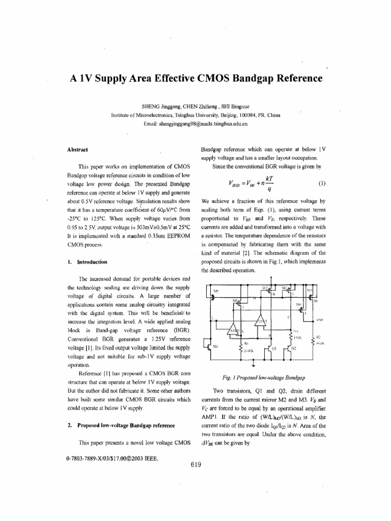 Low-Voltage CMOS Bandgap Reference | PDF | Amplifier | Operational ...