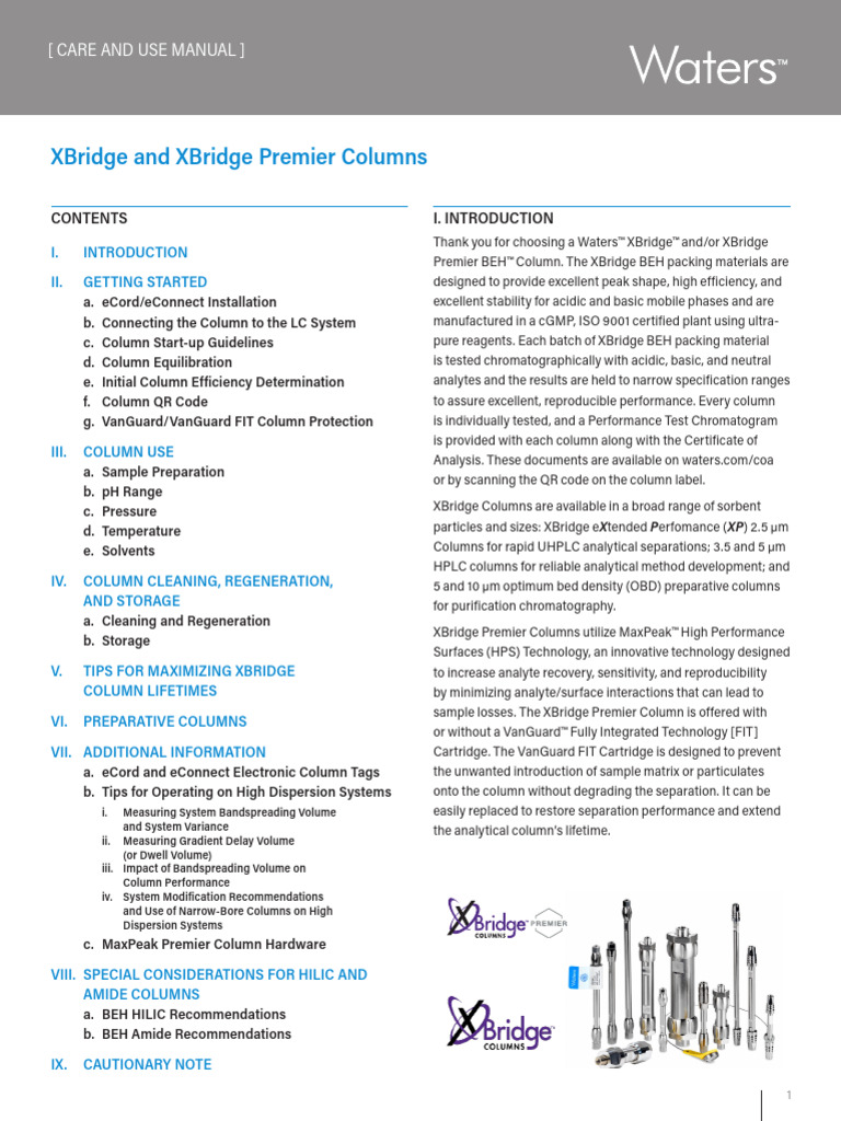 XBridge Column Care and Use Guide | PDF | High Performance Liquid ...