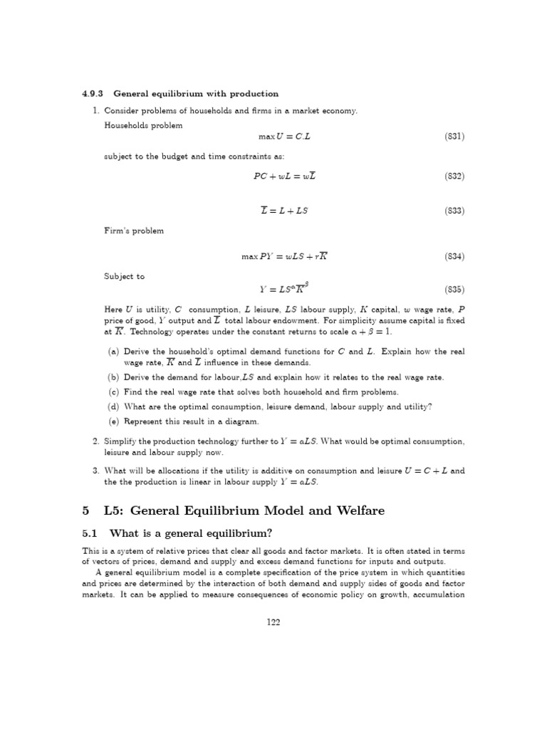 General Equilibrium with Production Analysis | PDF | General ...