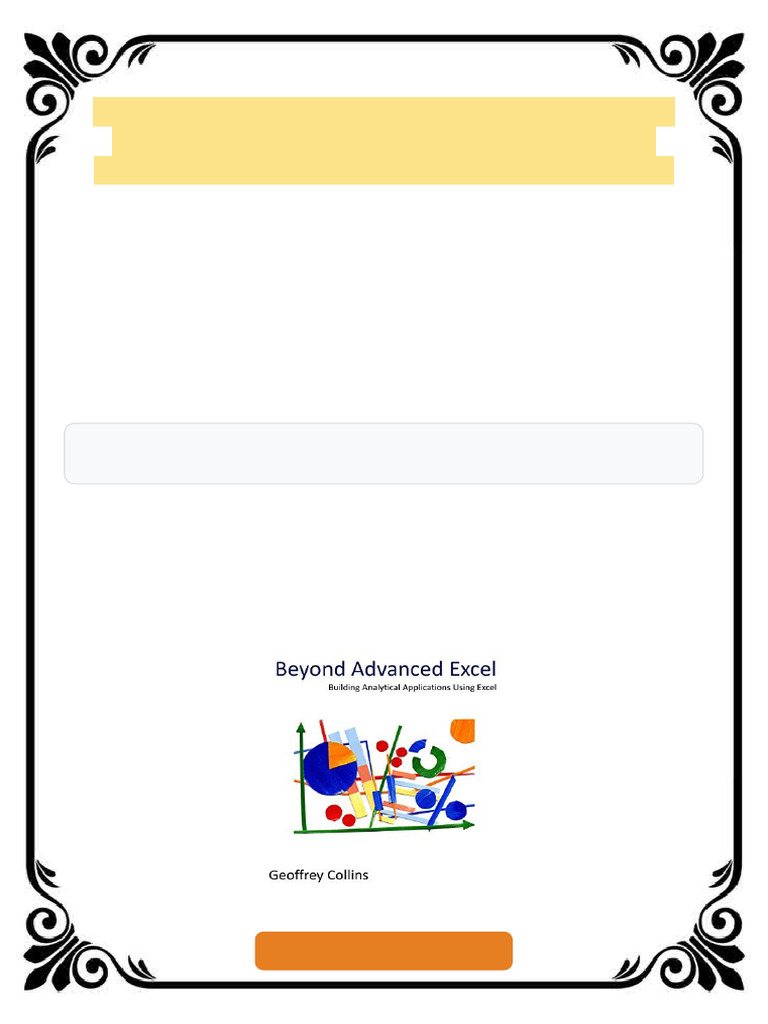 Beyond Advanced Excel Building Analytical Applications Using Excel 1st ...