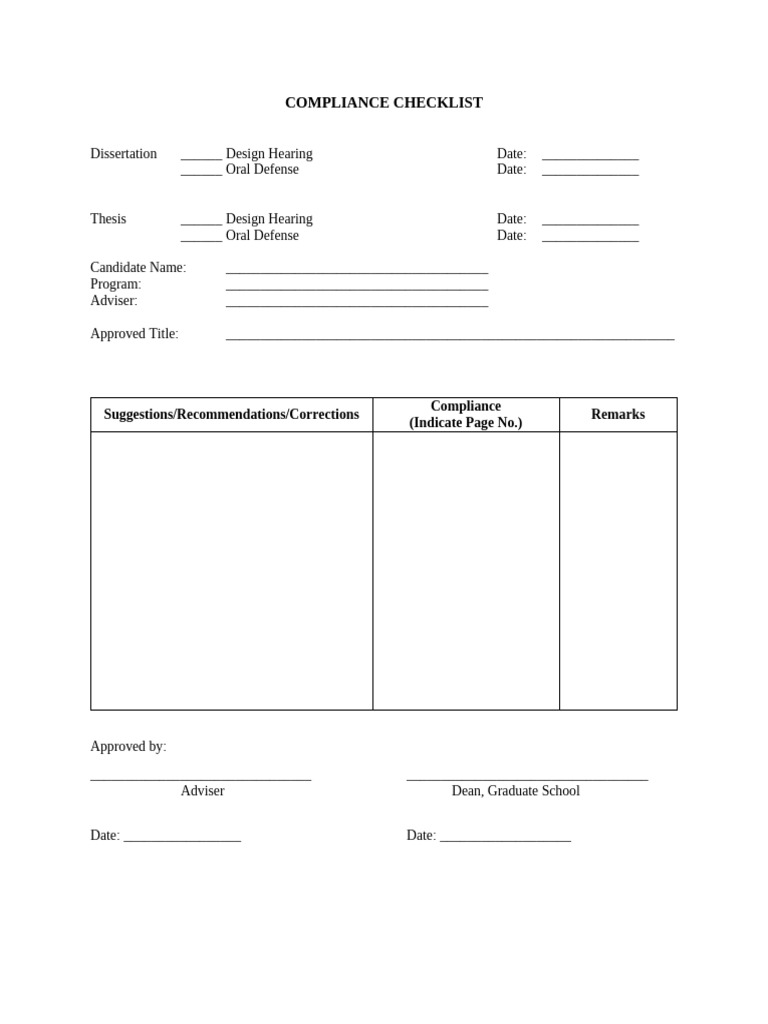 Compliance Checklist | PDF