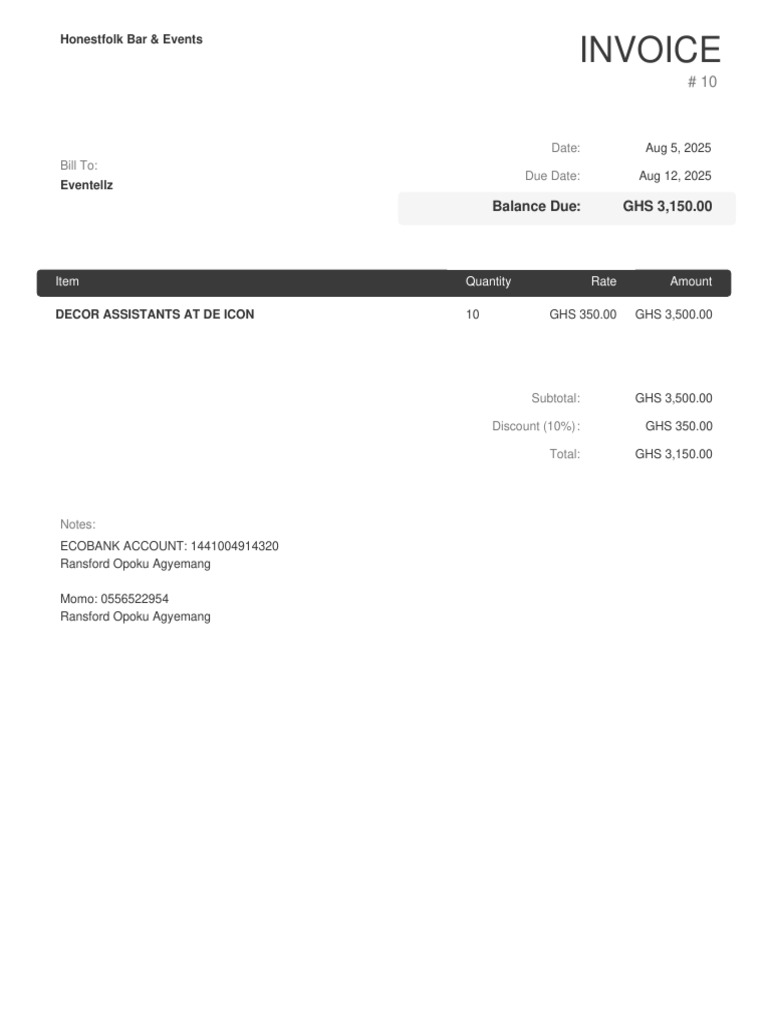 De Icon Invoice With Payment Details | PDF