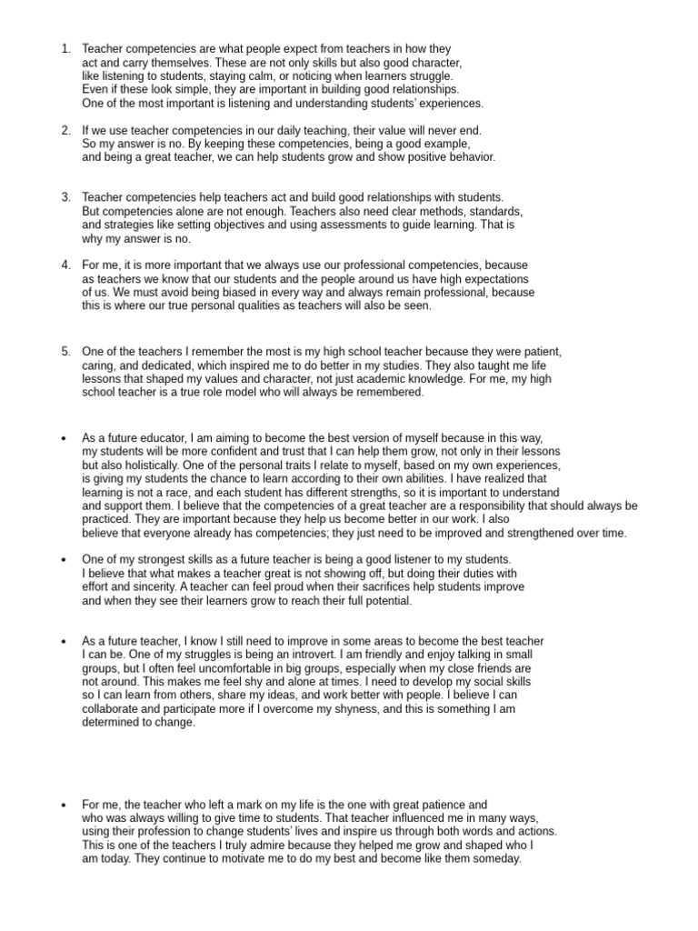 Essential Teacher Competencies for Success | PDF | Teachers | Learning