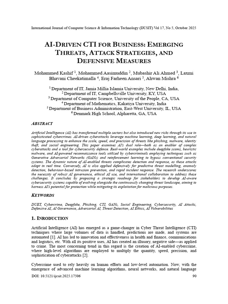 AI in Cybersecurity: Threats and Defenses | PDF | Computer Security ...