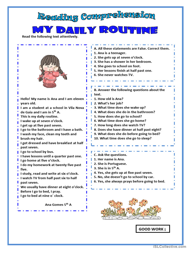 Ana's Daily Routine and Activities | PDF