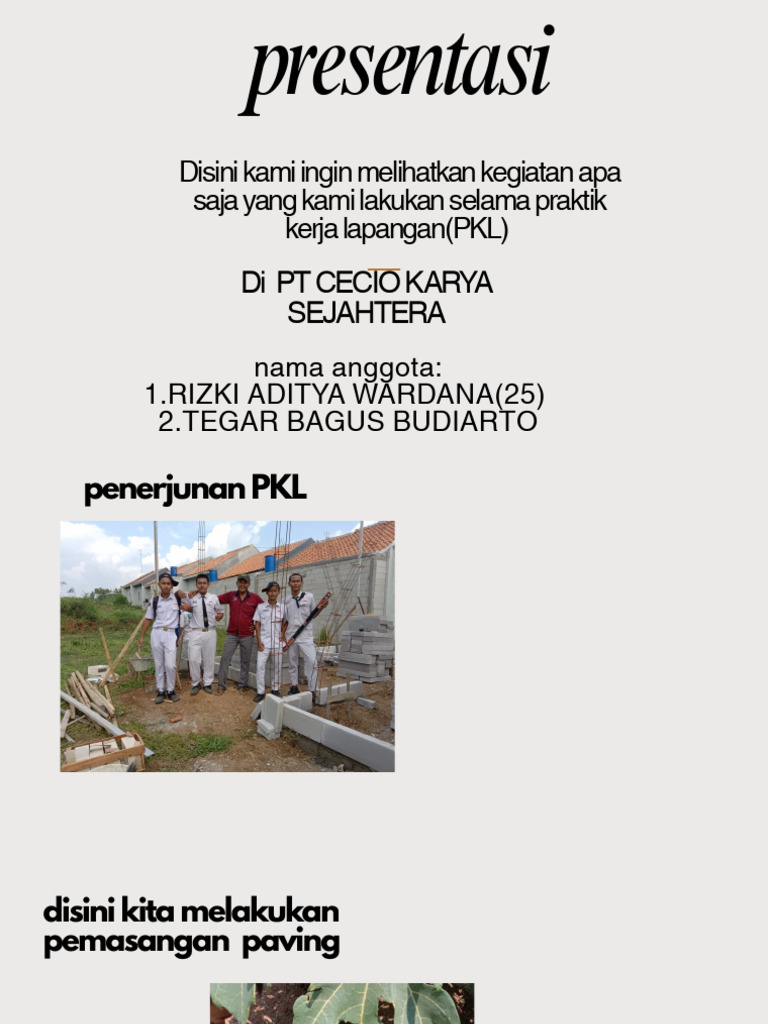 Kegiatan Praktik Kerja Lapangan di CECIO | PDF