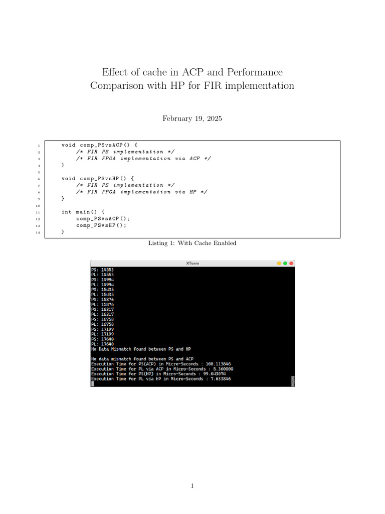 Cache Impact on ACP vs HP FIR Performance | PDF