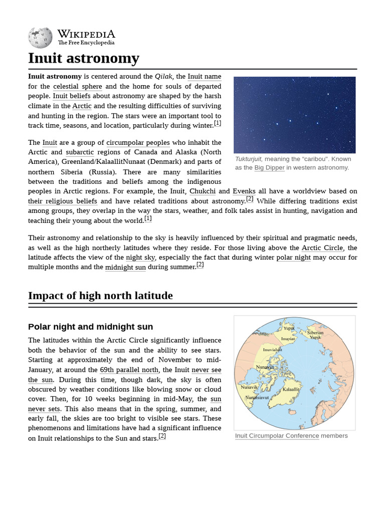 Inuit Astronomy and Celestial Beliefs | PDF | Astronomy | Stars
