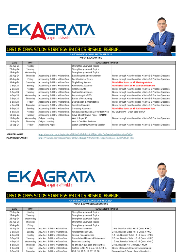 CA Exam Study Plan: September 2024 | PDF | Business Economics | Business