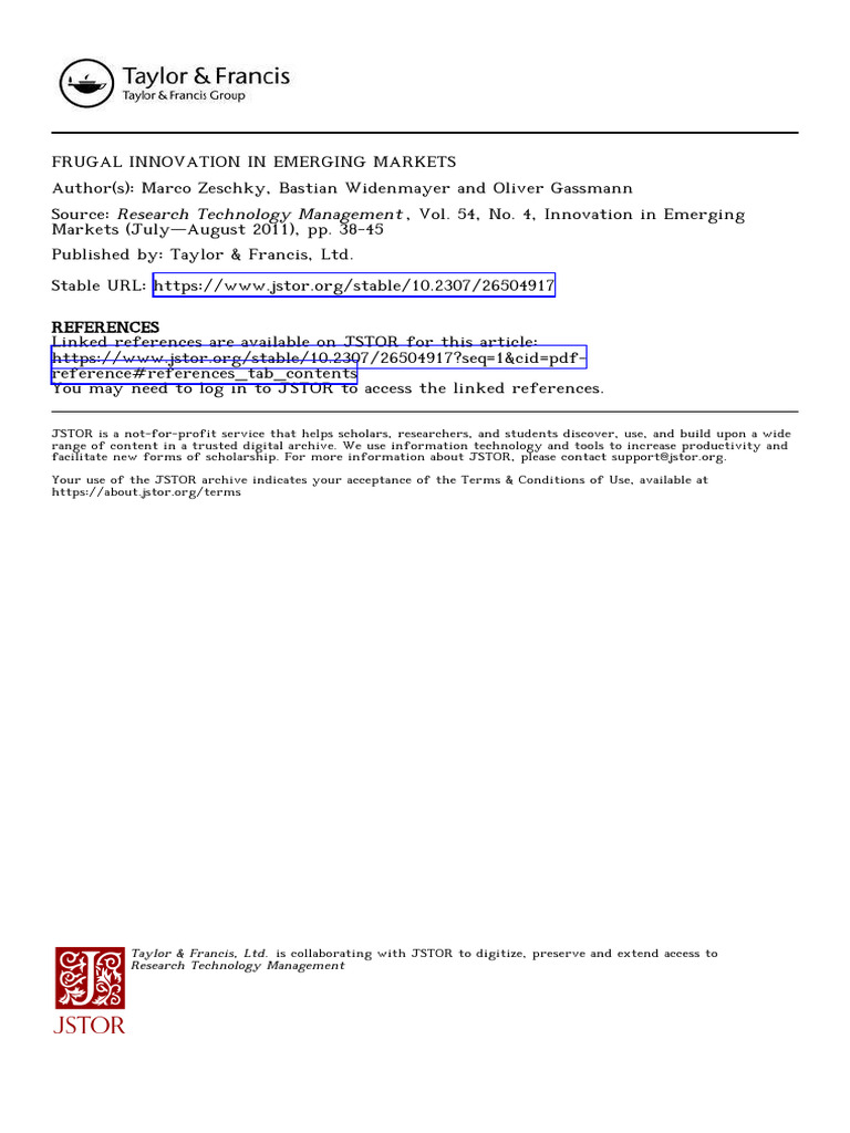 Frugal Innovation in Emerging Markets | PDF | Innovation