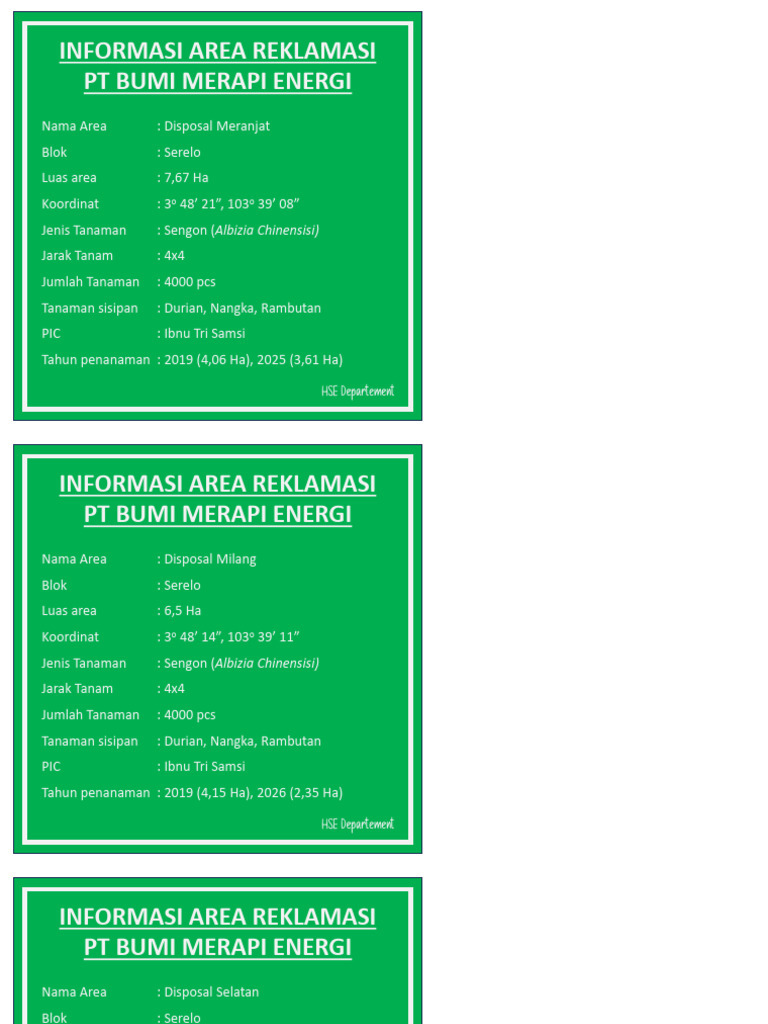 Area Reklamasi PT Bumi Merapi Energi | PDF