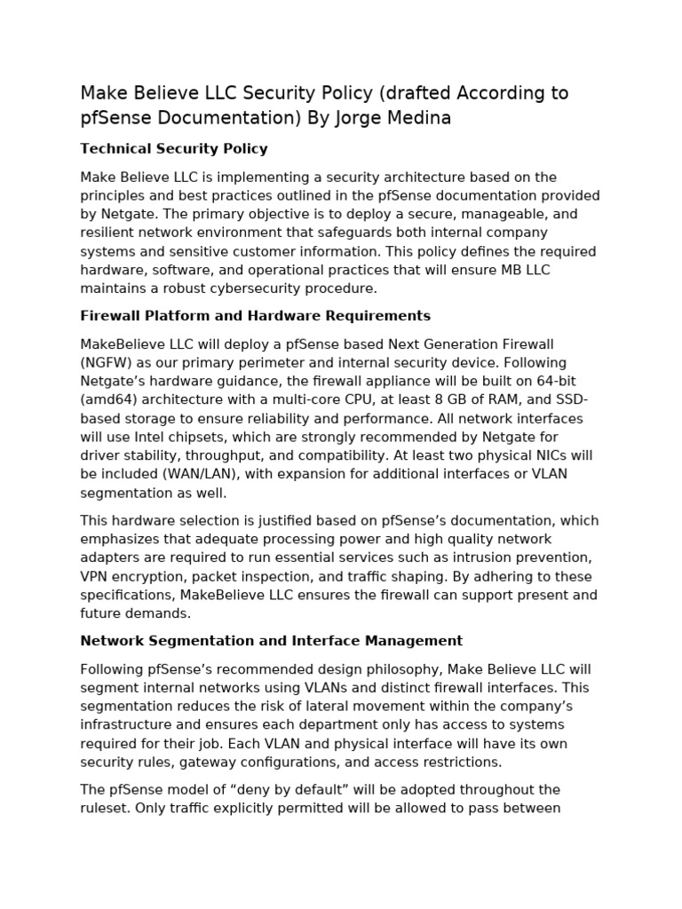 Security Policy For MakeBelievLLC - Jmedina | PDF | Security | Computer ...