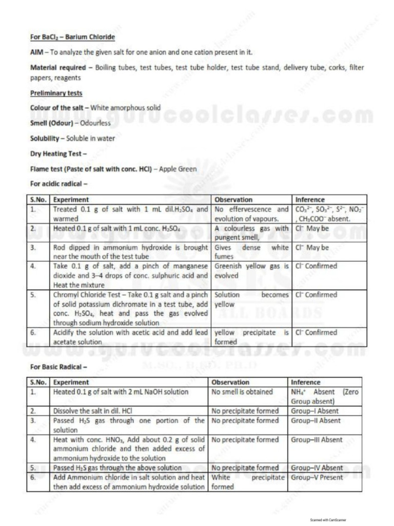 Salt Analysis 1 | PDF