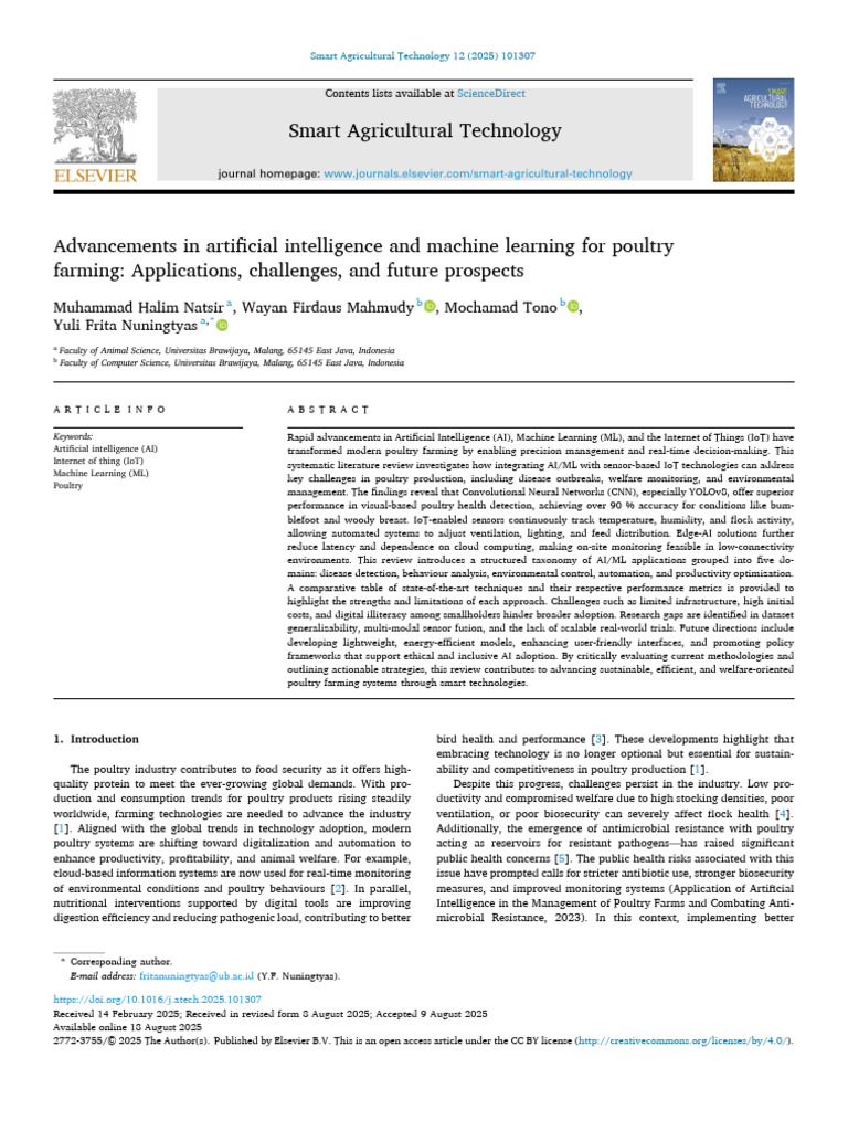 AI and ML Innovations in Poultry Farming | PDF | Artificial ...