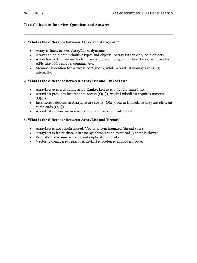 Java Collections Interview Q&A Guide | PDF