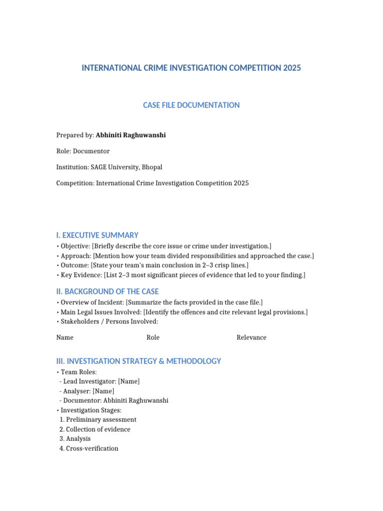 Investigation Documentation – Abhiniti Raghuwanshi | PDF | Evidence