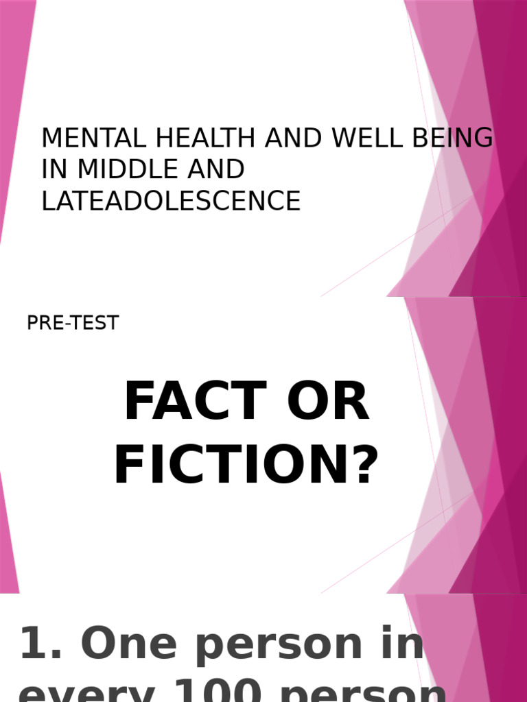 Mental Health and Well Being in Middle And | PDF