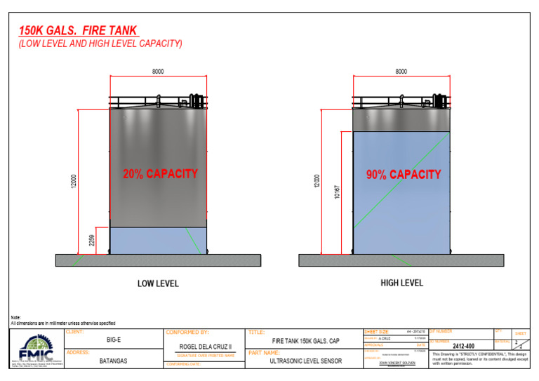 Fire Tank 150000 Gals. Cap. - Low and High Level Cap. | PDF | Equipment