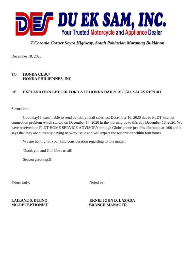 Explanation Letter to Hpi 1 | PDF