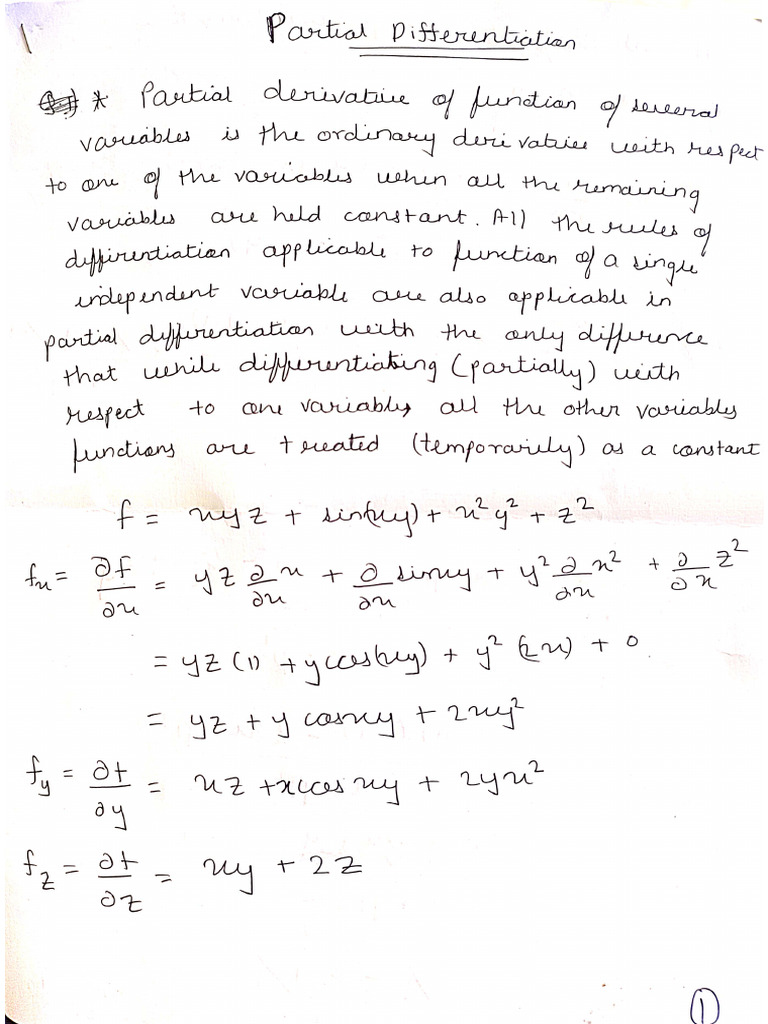 Handwritten Notes Based on Partial Derivative | PDF