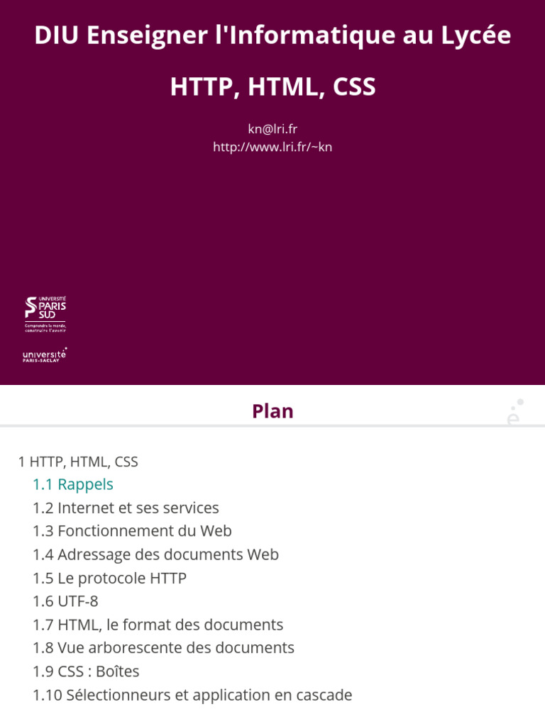 Enseigner HTTP, HTML et CSS au Lycée | PDF | Internet | Internet et Web