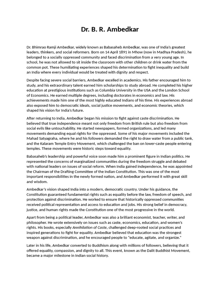 Dr. B. R. Ambedkar: Legacy of Equality | PDF | Justice | Crime & Violence