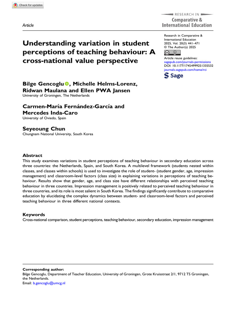 Gencoglu Et Al 2025 Understanding Variation in Student Perceptions of ...