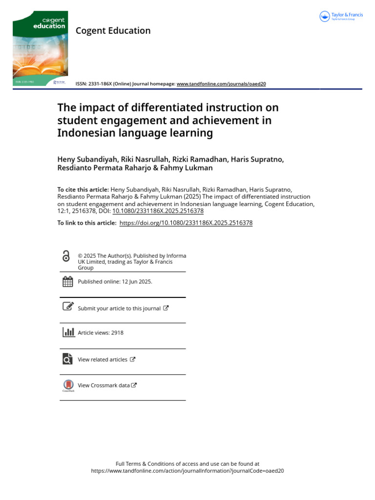 Differentiated Instruction in Indonesian Learning | PDF ...
