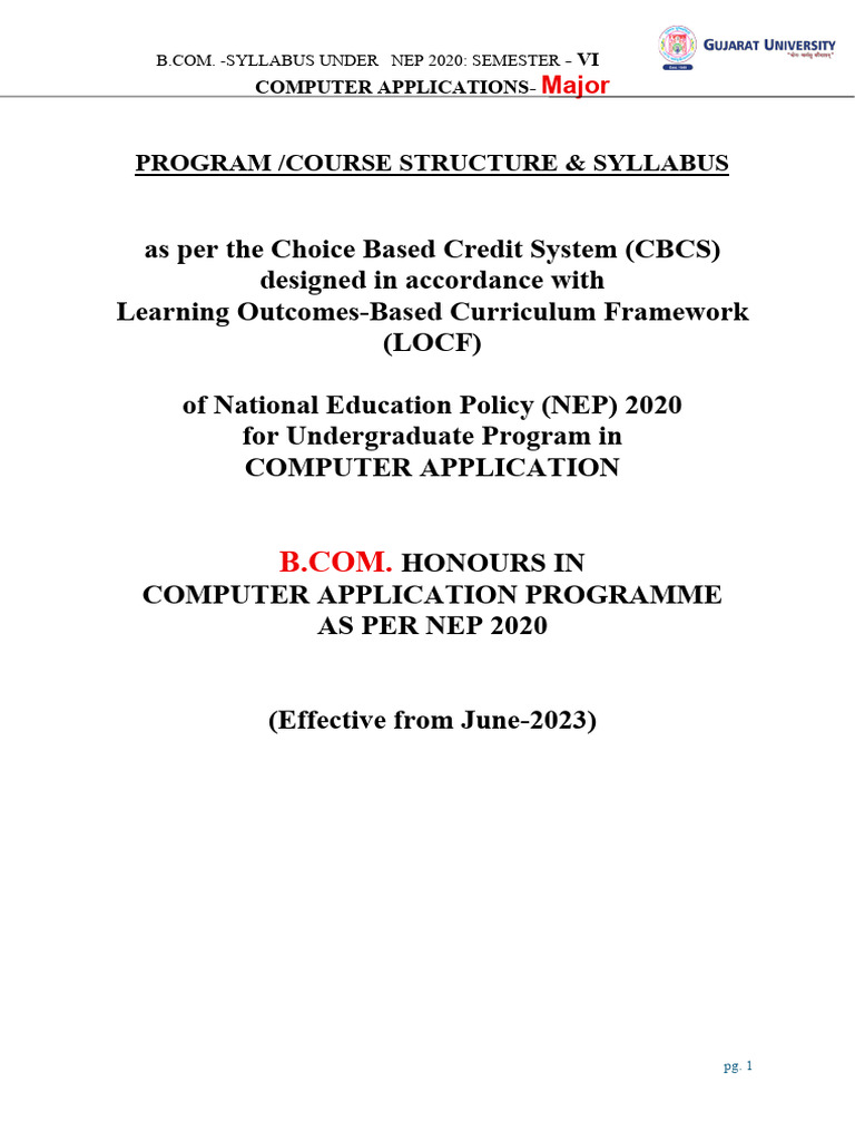 B.Com Computer Applications Syllabus NEP 2020 | PDF | Computer Network ...