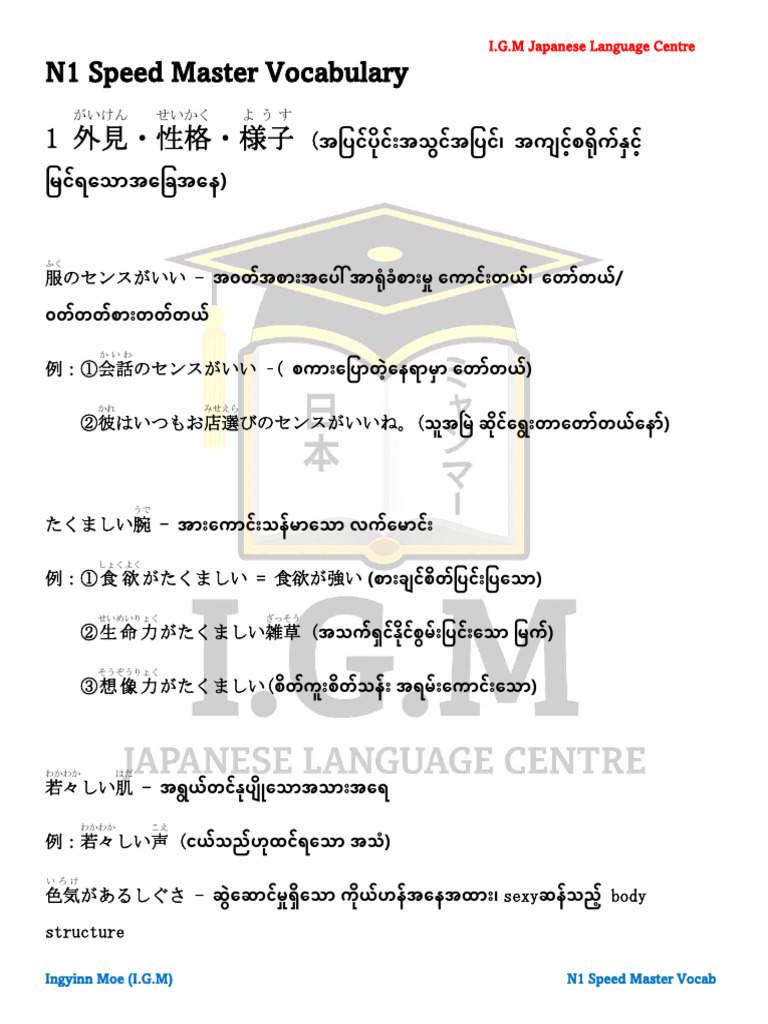 N1 Speed Master Vocab IGM 授業用 - 251210 - 125642 | PDF