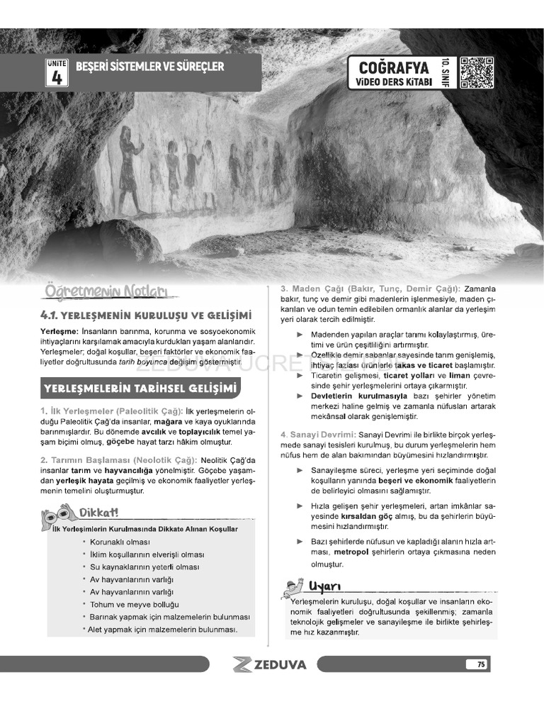 10.sinif Cografya Beseri Sistemler Ve Surecler Yerlesmenin Kurulusu Ve ...