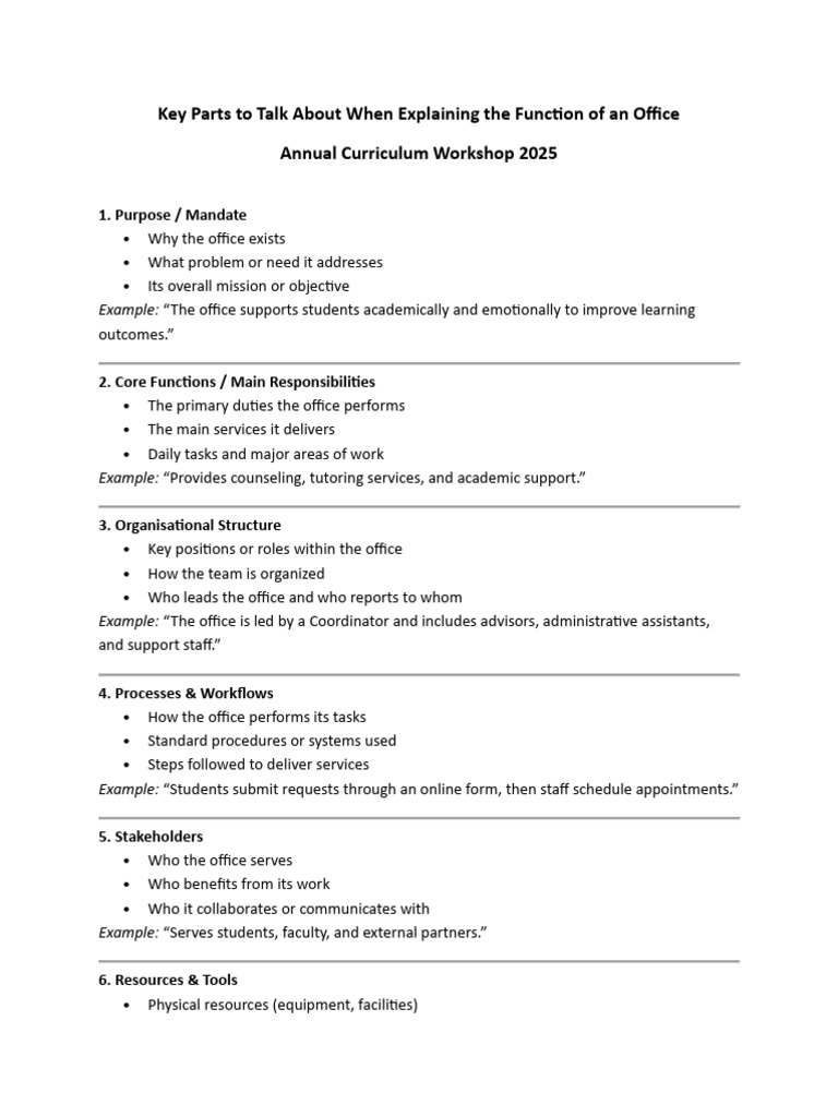 Guidlines For The Function of An Office | PDF