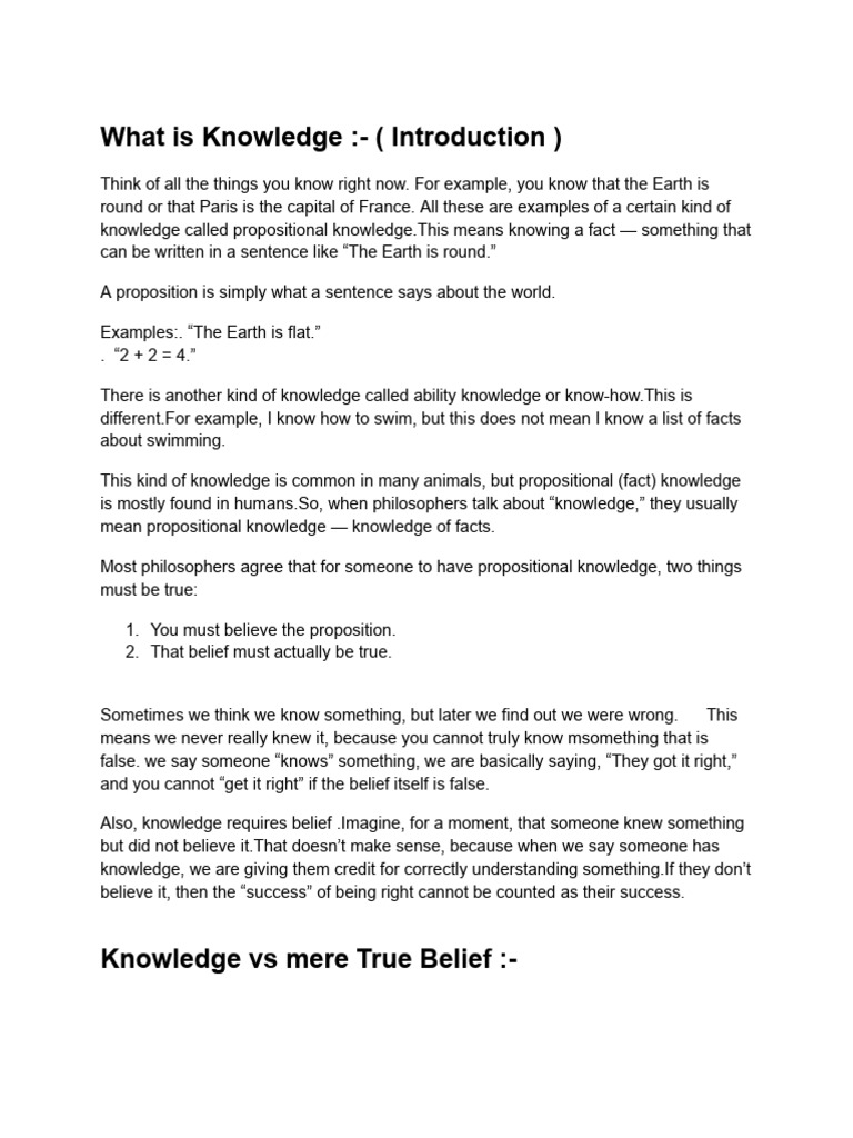 Understanding Knowledge: Types and Theories | PDF | Knowledge | Plato