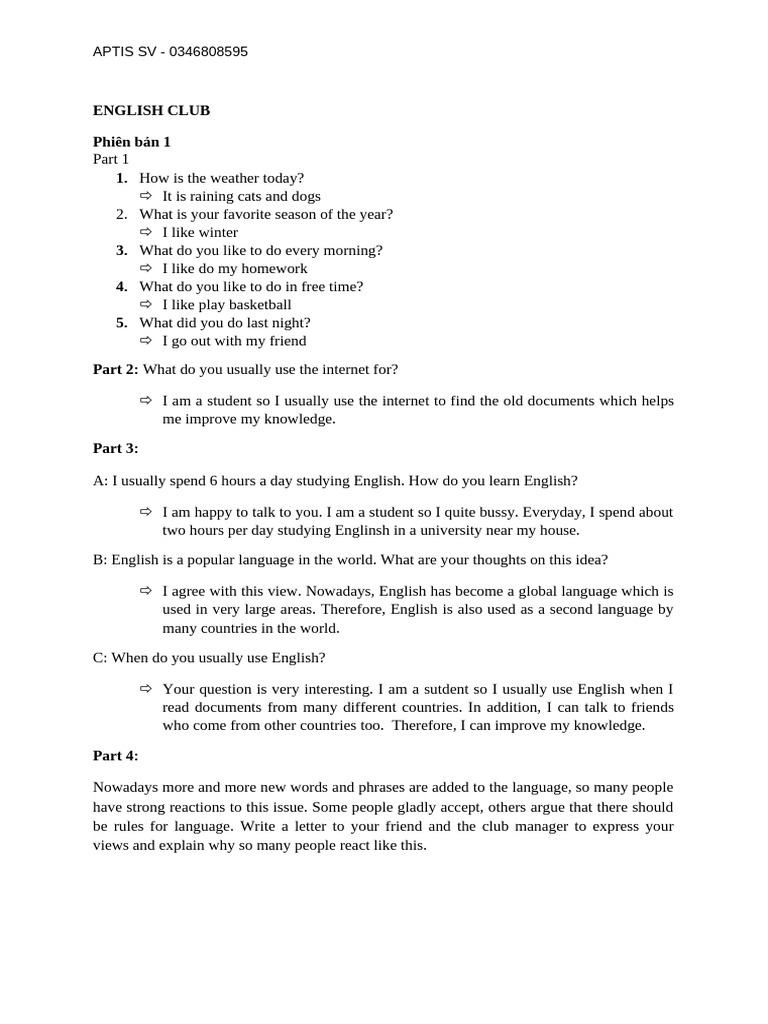 English Club Activities and Discussions | PDF | Human Communication