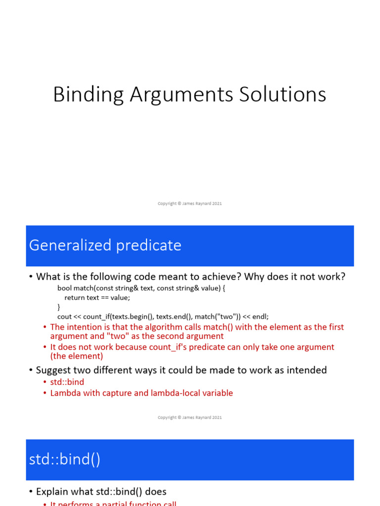 Binding Arguments in C++ with Examples | PDF