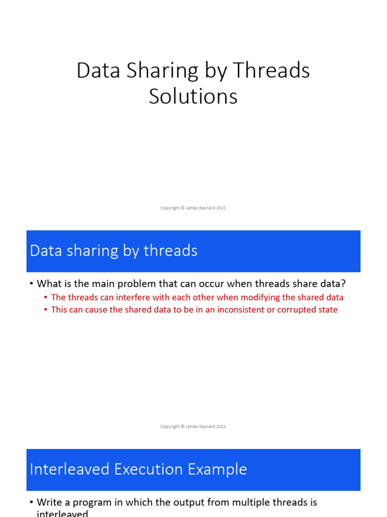 2.1 Data Sharing by Threads Solutions | PDF