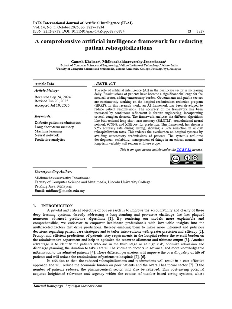 A comprehensive artificial intelligence framework for reducing patient ...