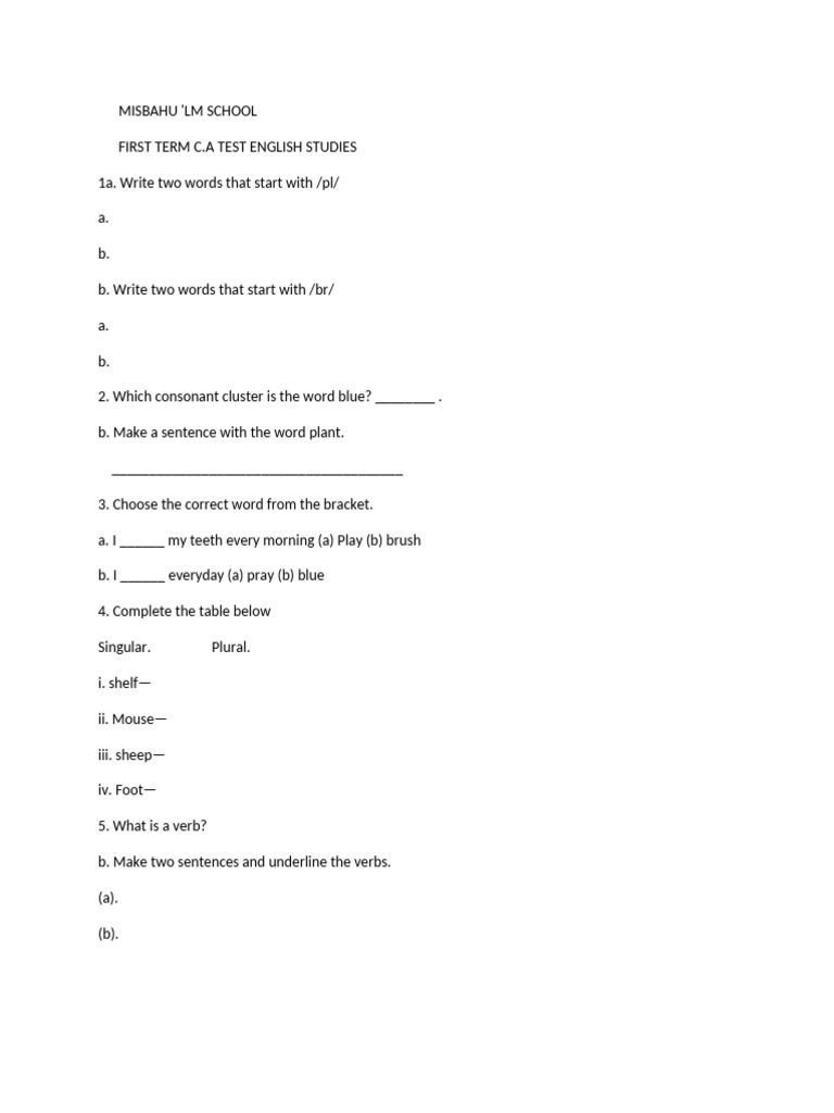 First Term English and Math Test Guide | PDF | Seed | Rain