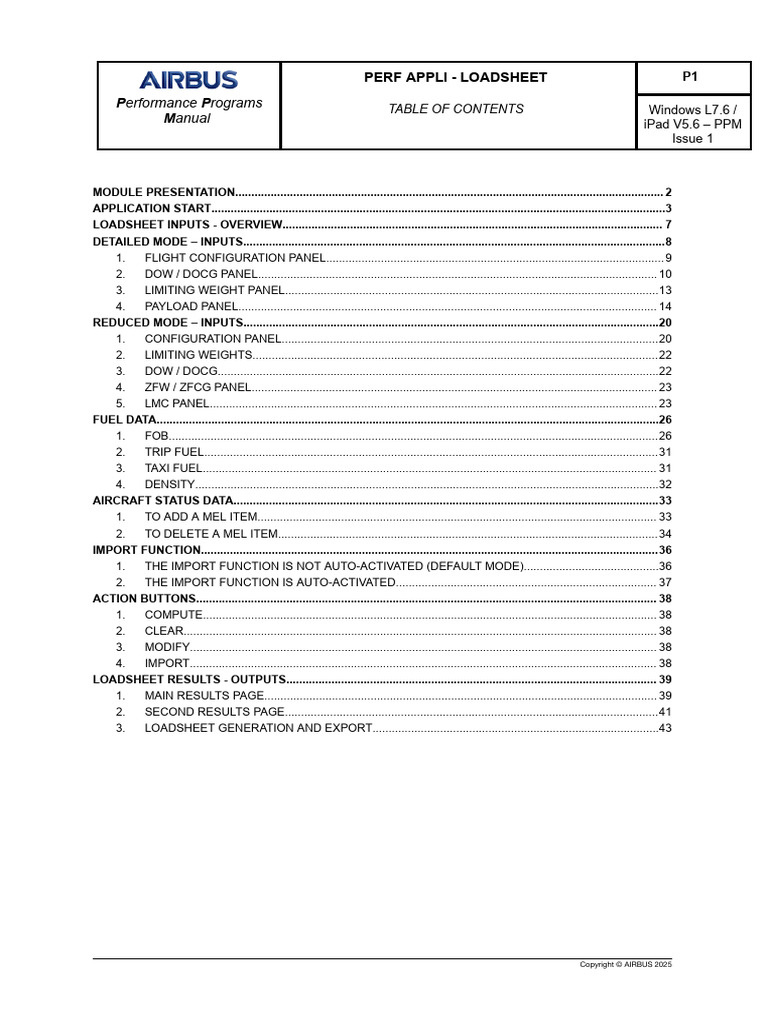 Airbus Loadsheet Performance Manual | PDF | Aircraft | Aerospace