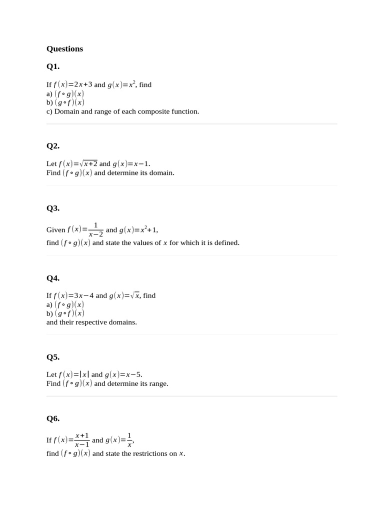 Composite Functions and Their Domains | PDF