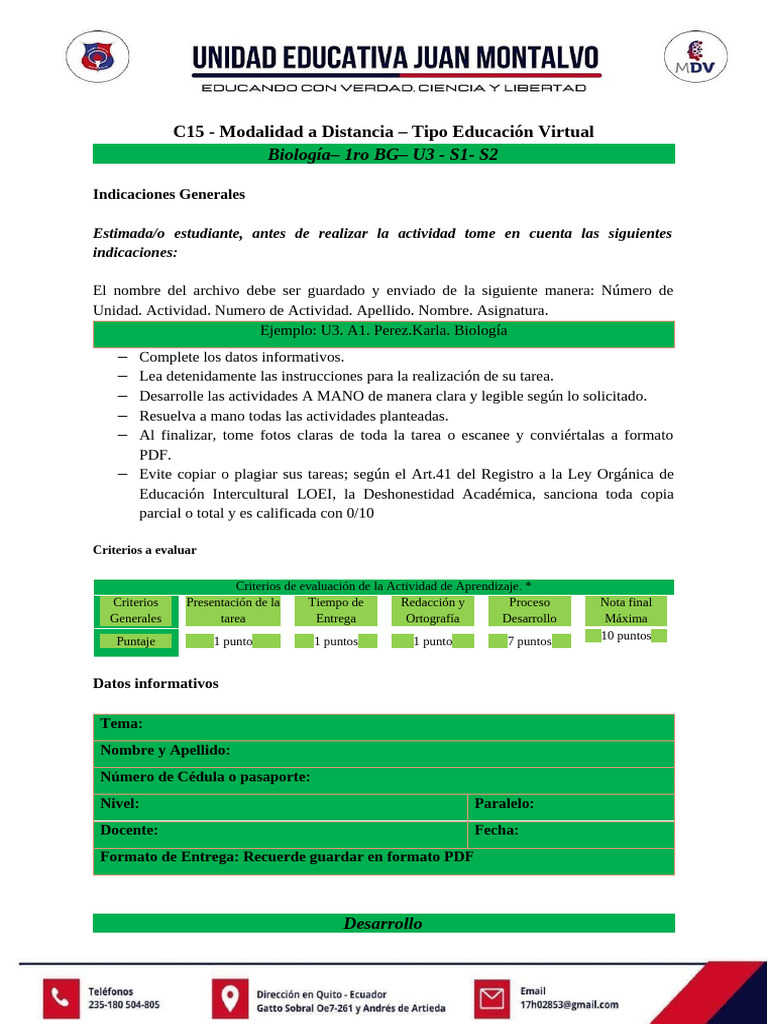 Actividad de Aprendizaje U3 Semana 1 y 2 Biología | PDF | Seleccion ...