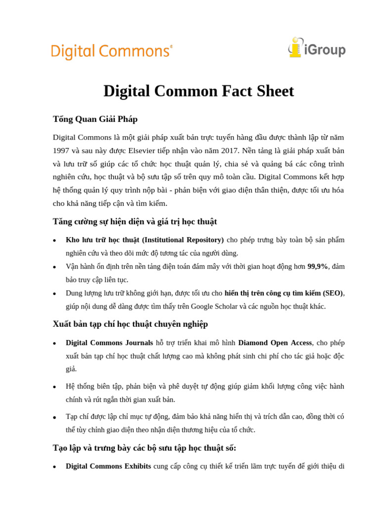 Digital Common Fact Sheet | PDF