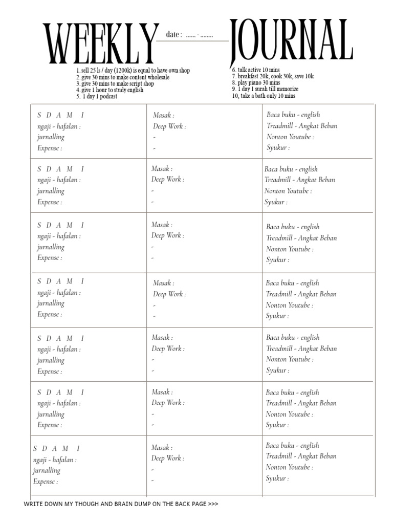Weekly Journaling and Expense Tracker | PDF | Chess Theory | Chess