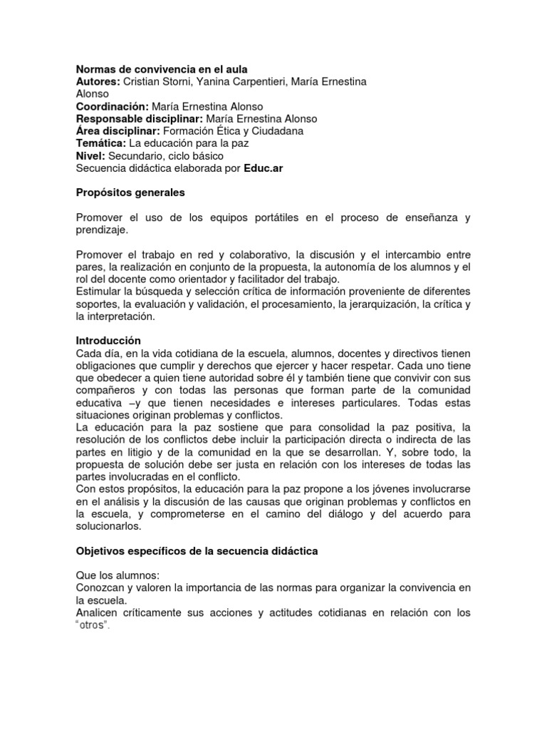 Normas de Convivencia en el Aula | PDF | Conflicto (proceso) | Science