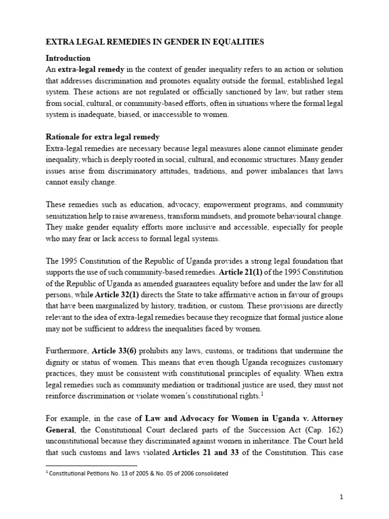 Extra Legal Remedies (Revised) | PDF | Mediation | Gender Equality