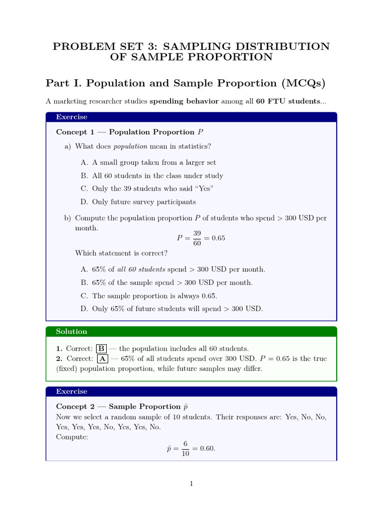 Sampling Distribution of Proportions | PDF