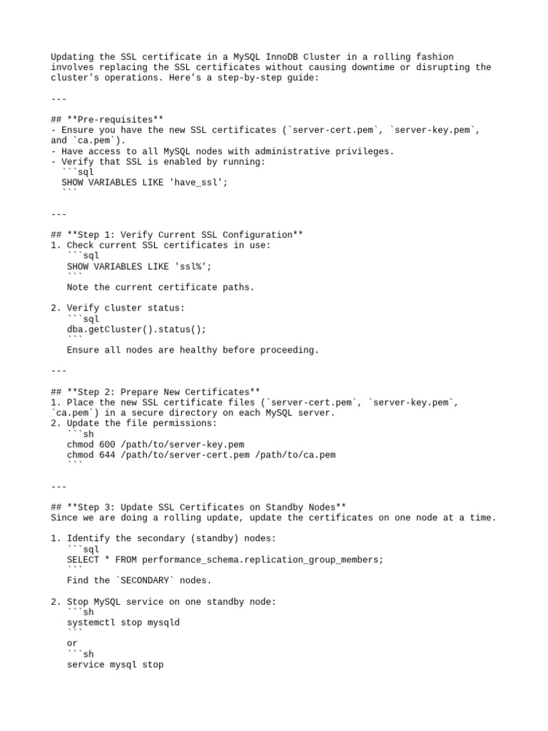 SSL_Cert_Change_DB_HighLevel_Steps | PDF | Computer Cluster | Transport ...