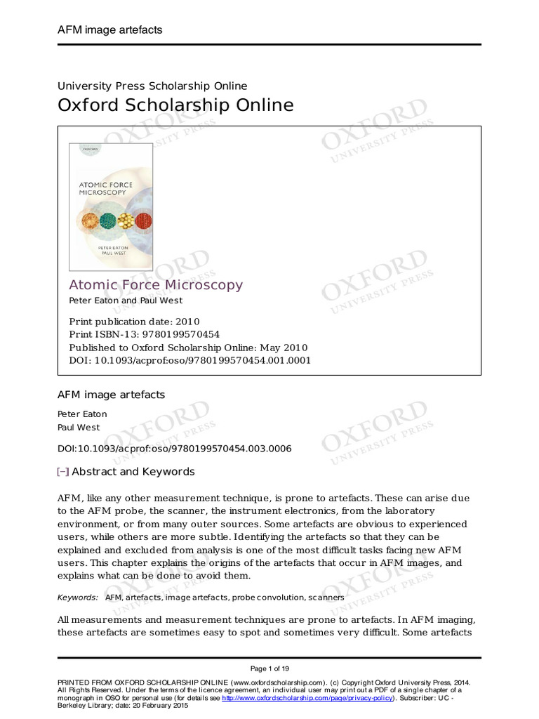 Understanding AFM Image Artefacts | PDF | Atomic Force Microscopy ...